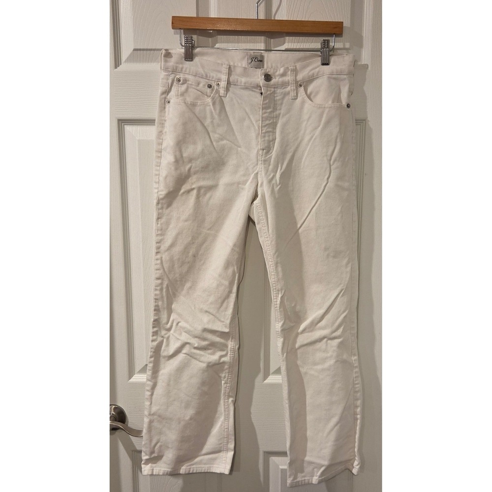 J.Crew High Rise Slim Demi Boot Corduroy Pants White Women's 29 Stretch Ankle